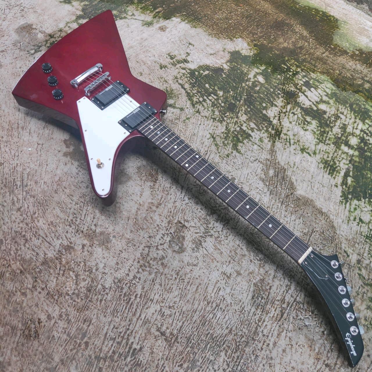 Gitar Elektrik Epiphone Explorer w/ Pickup Active AMTECH High Gain 9v - Gambar 3